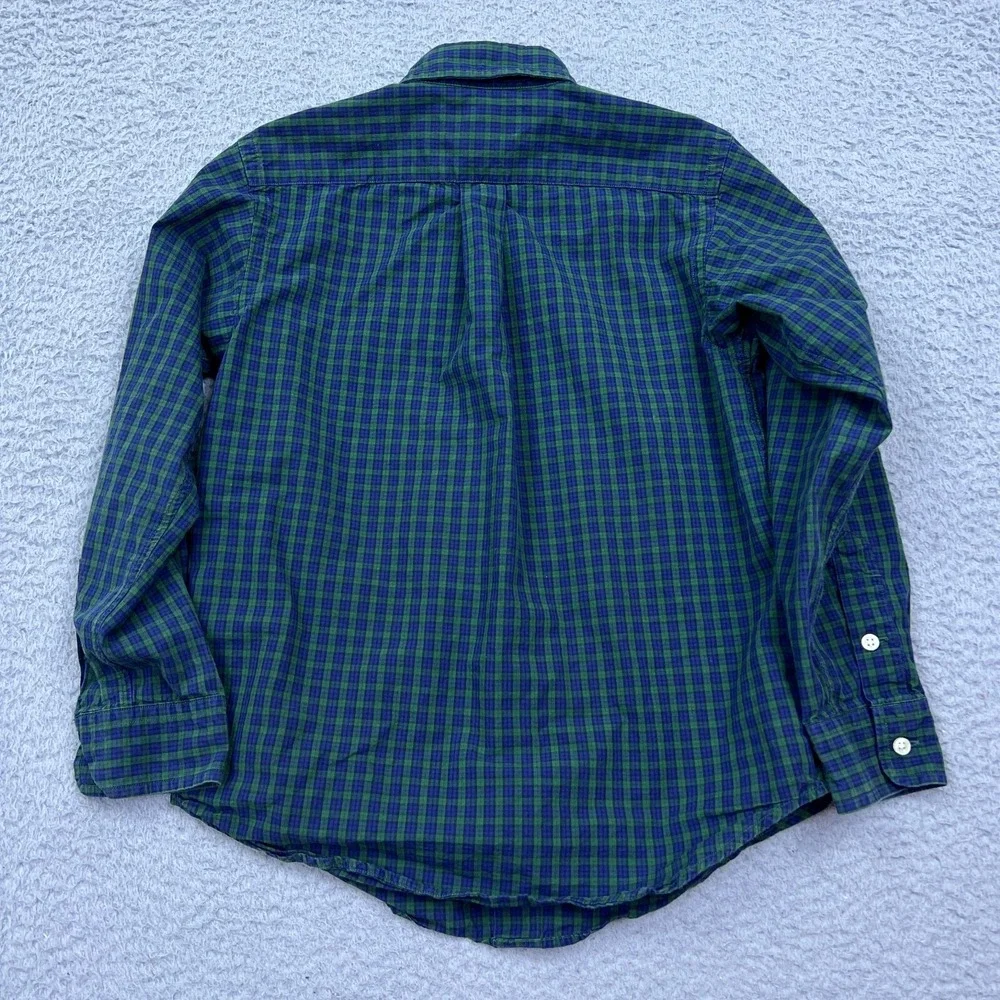 Ralph Lauren Boy's Shirt Green Check Button‎ Up Collared Long Sleeve Youth S 7